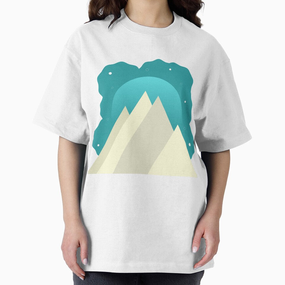 WHITE MOUNTAINS TEAL NIGHT SKY - WINTER VERSION MINIMALIST ILLUSTRATION Teal BG by MiraiDesigns by miraidesigns