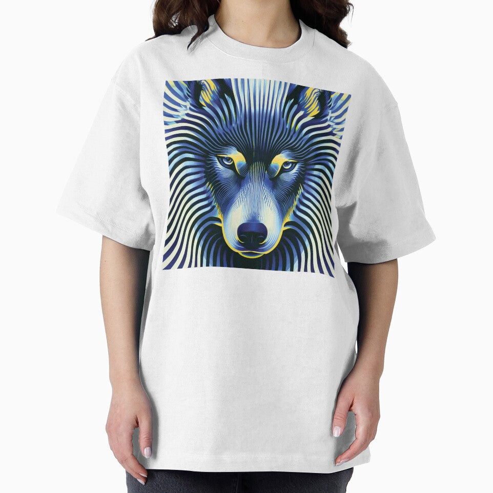 MARINA — Trippy Wolf Optical Illusion | Pop Art Vaporwave Alternative in Navy & Gold by ✨nightvrld