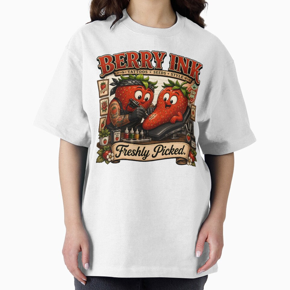 Berry Ink Strawberry Tattoo Artist – Freshly Picked Funny Food Tattoo Design by Snackwear Apparel