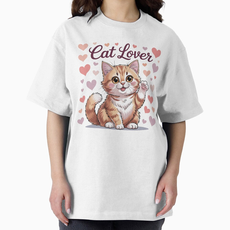 Cute Cat Lover Design – Adorable Kitten with Hearts Pet Lover Gift by Cool-cat-art