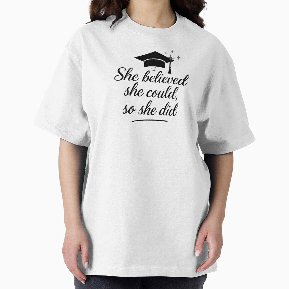 She Believed She Could So She Did Quote with Black Graduation Hat & Stars II by JeweledDesigns