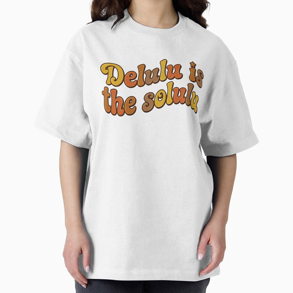 Groovy "Delulu Is The Solulu" Retro 70s Aesthetic Quote by Tokraz-art
