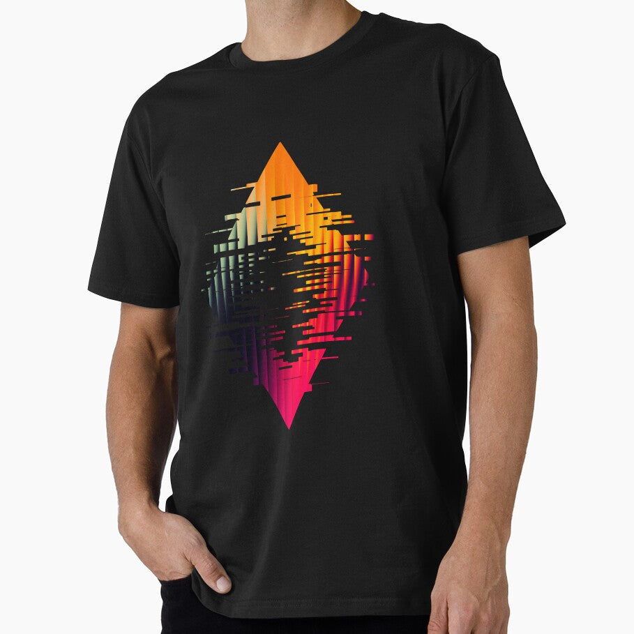 Geometric Glitch Chaos – Abstract Digital Art T-Shirt & Bold Modern by paulo silveira