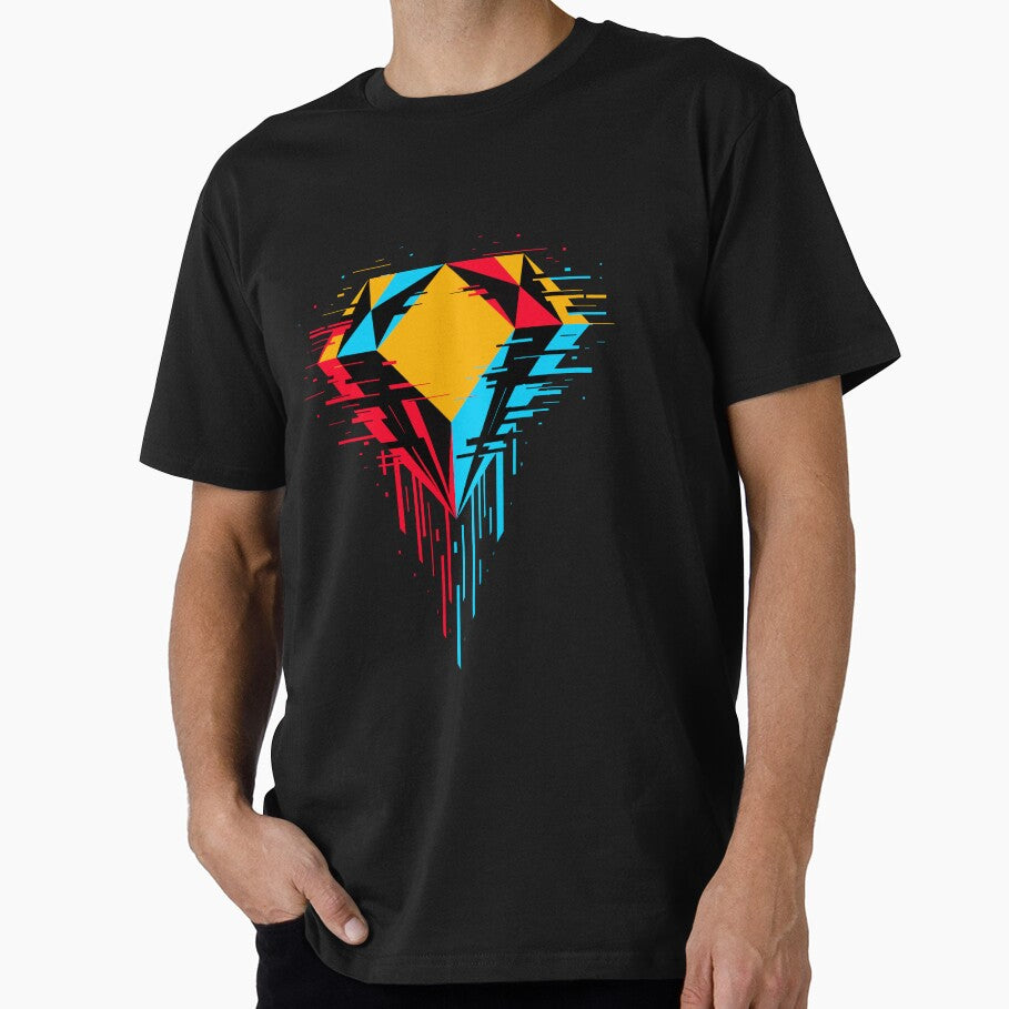 Geometric Glitch Diamond Chaos – Abstract Digital Art T-Shirt & Bold Modern by paulo silveira