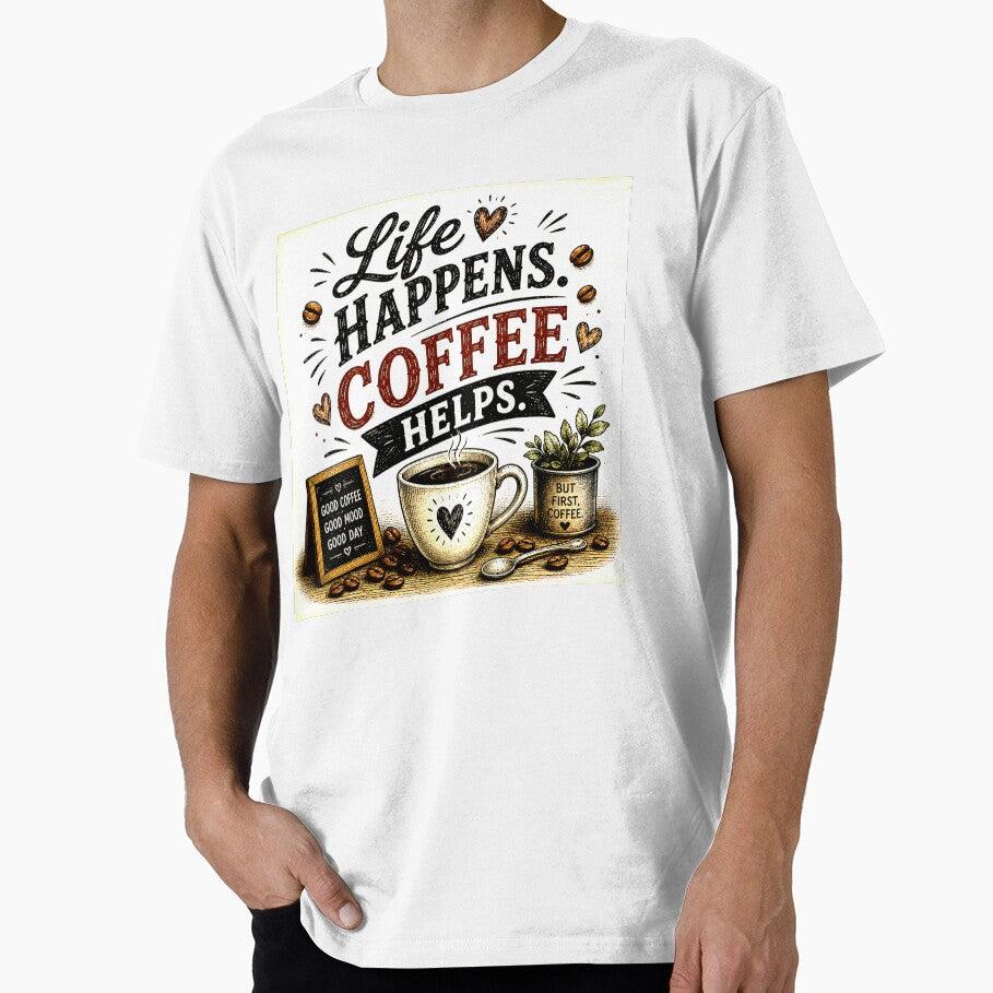 Life Happens Coffee Helps | Funny Coffee Lover Vintage Graphic by SlanPOD