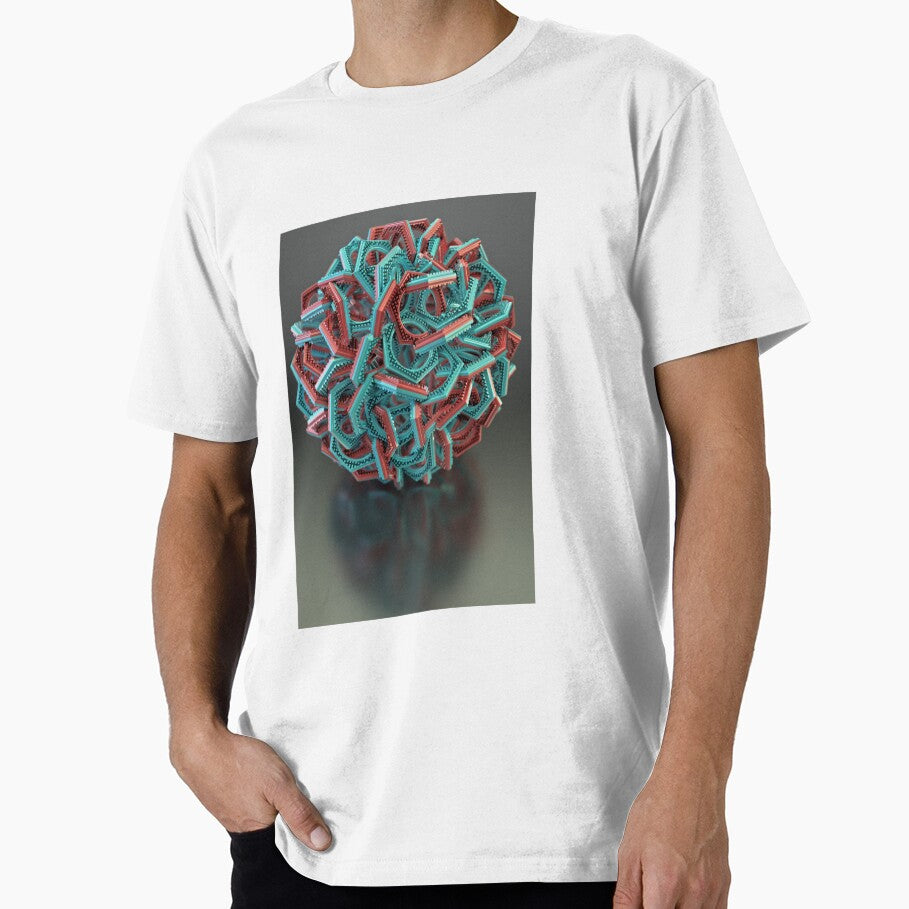 3D Polyhedron Sphere - Coral Cyan Geometry - Math Art Poster by Keltoi-art