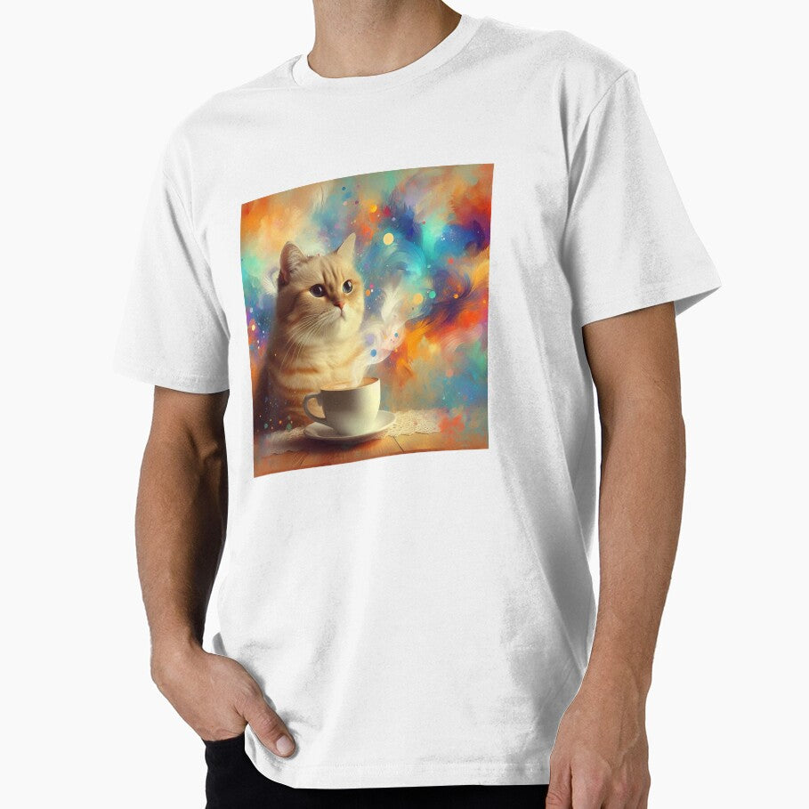Buff Tabby Cat Drinking Coffee by The Coffee Critters