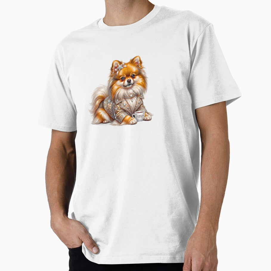 Glamour Pomeranian in Sparkles - Luxury Coffee Dog Art by LazyScreations