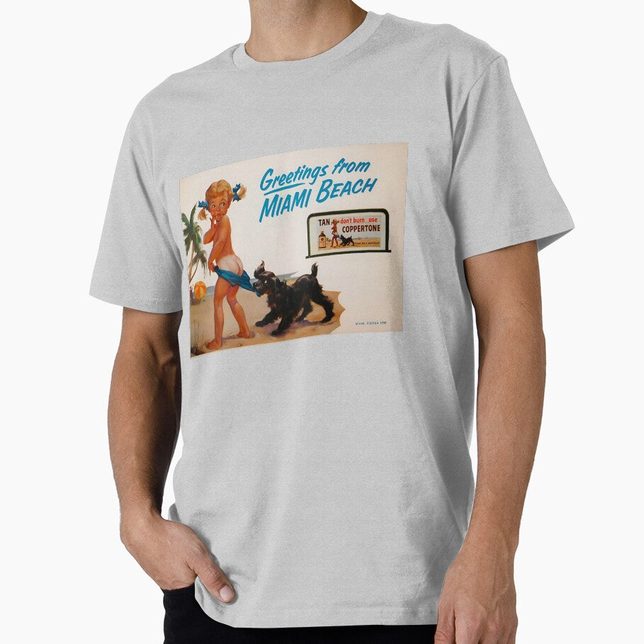Retro Beach Girl with Dog – 1950s Summer Beach Vibes by blackink-design