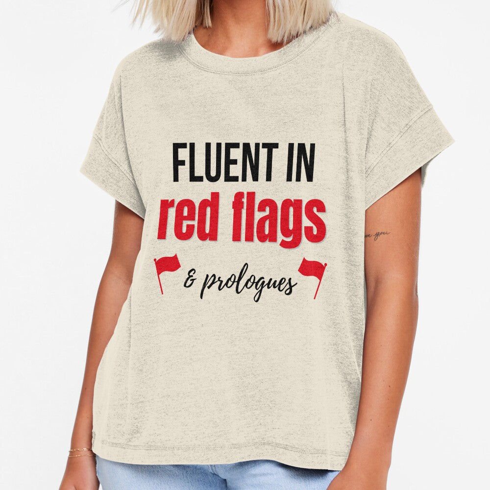 Fluent in Red Flags & Prologues | Bookish Humor Romance Reader Meme by Petal & Flame