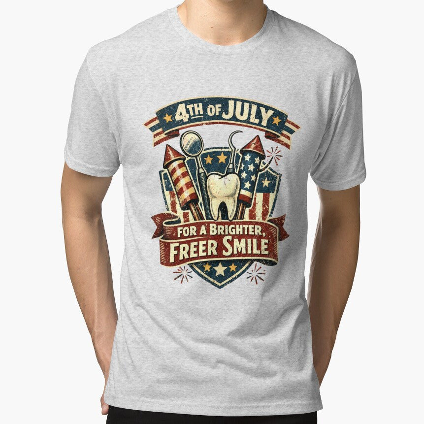 4th of July Dentist Shirt For a Brighter Freer Smile Funny Dental Hygienist Gift by Print Loft