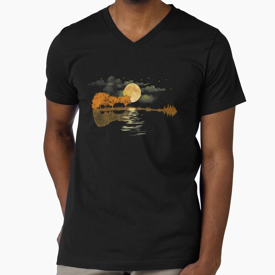 Acoustic Guitar Player T Shirt, Guitar Moonlight Nature Lake Shadow Birthday, Christmas Gift by p37369377870