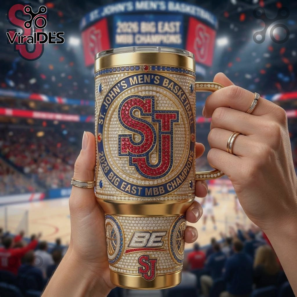 St. John’s Red Storm 2026 Champions Sparkly Handle Tumbler