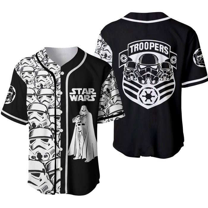 Star Wars Stormtrooper Black Cute Disney Unisex Cartoon Graphics Casual Outfits Custom Baseball Jersey Gifts for Fans - lylyprint.com