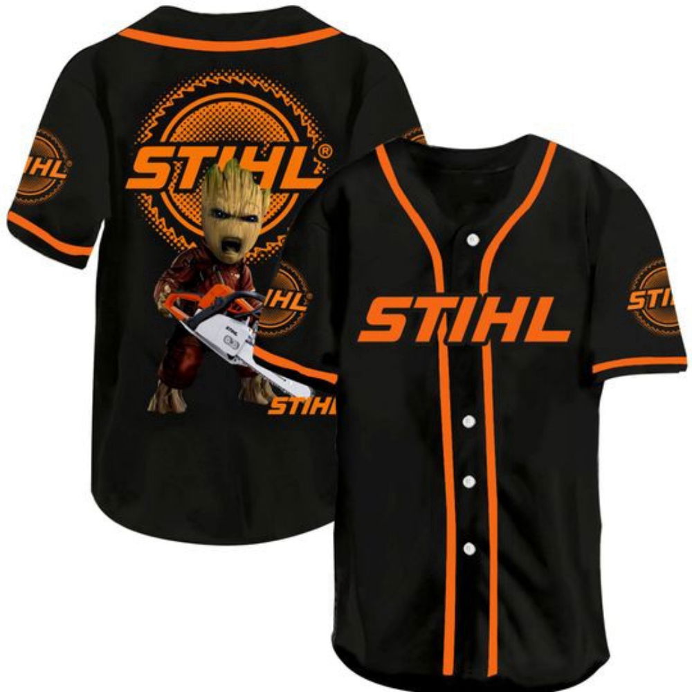 Stylish Groot Stihl Chainsaw Baseball Jersey - Perfect Blend of Sporty and Powerful Design - Aopprinter
