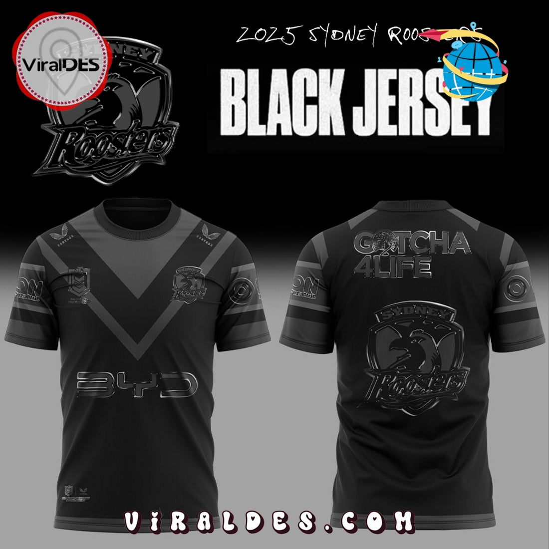 Sydney Roosters Back In Black Limited Edition Hoodie