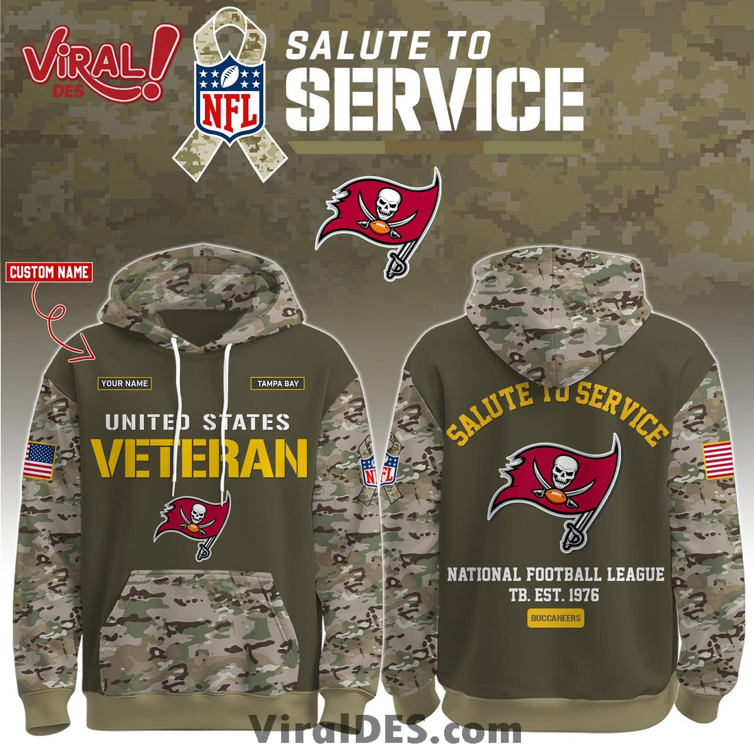 Tampa Bay Buccaneers 2025 Salute to Service Hoodie, Long Pants