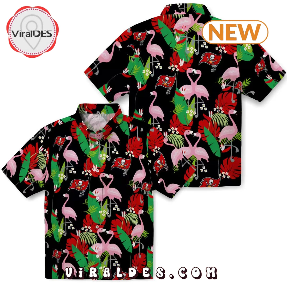 Tampa Bay Buccaneers Flamingo Foliage Hawaiian Shirt