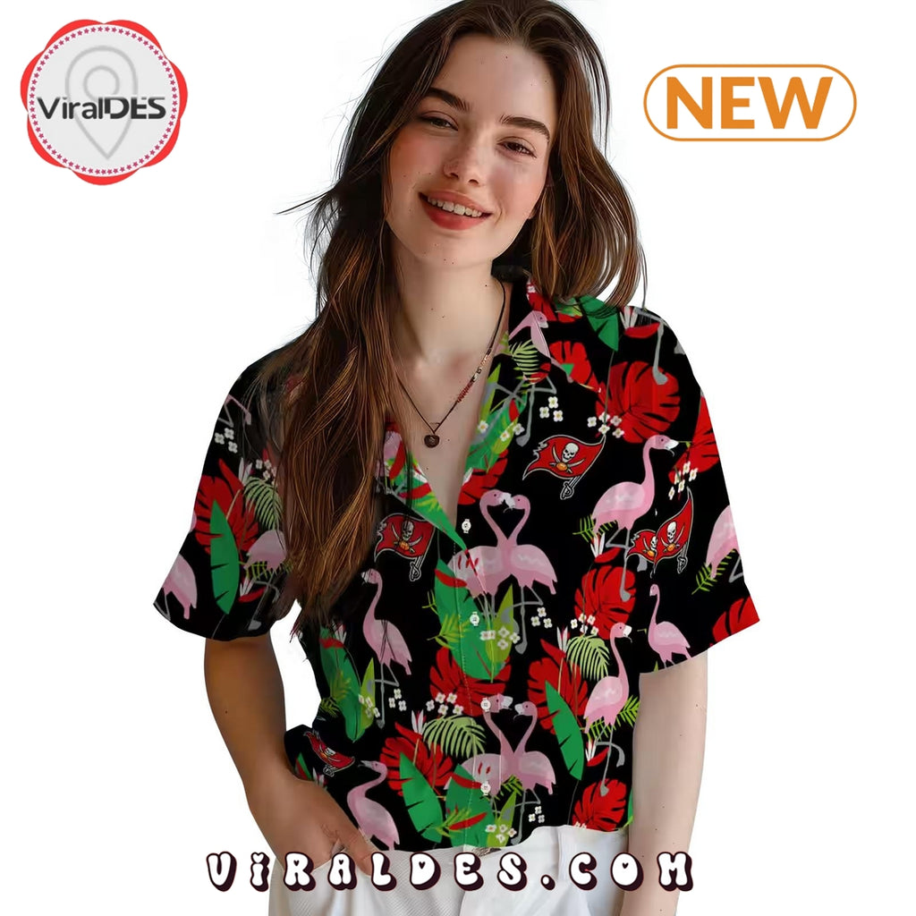 Tampa Bay Buccaneers Flamingo Foliage Hawaiian Shirt