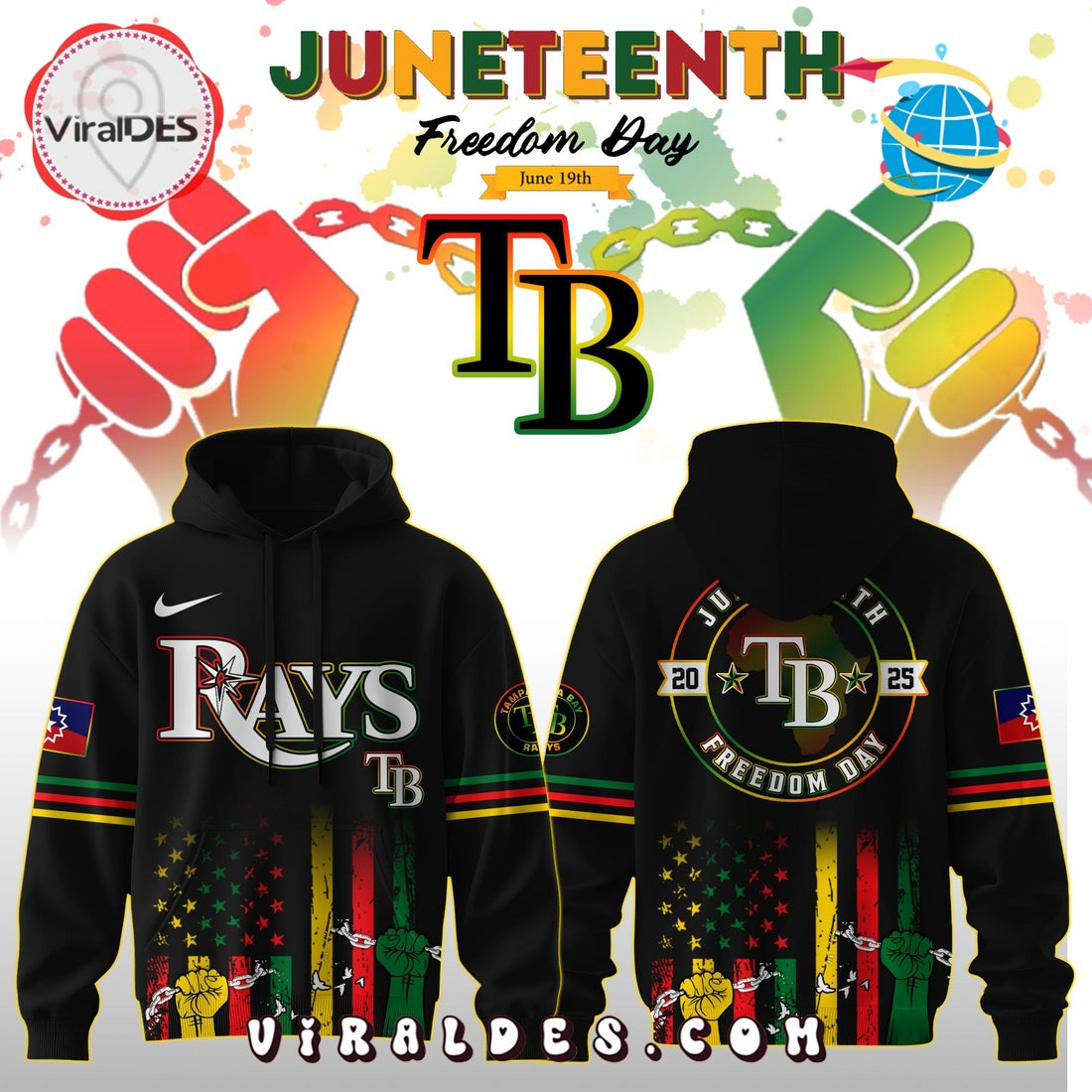 Tampa Bay Rays x 2025 Juneteenth Freedom Day Hoodie, Long Pants