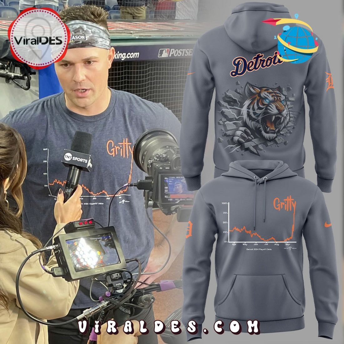 Tarik Skubal x Detroit Tigers Gritty Grey Hoodie