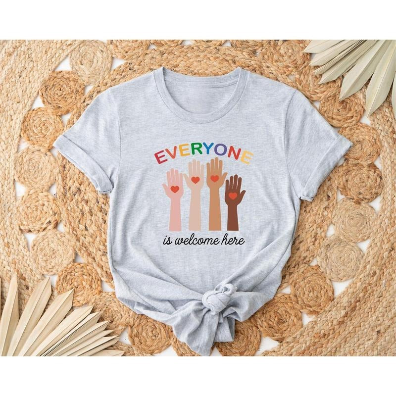 teacher shirt everyone is welcome here Shirt, inclusion and equality t shirt, Women t shirt, trendy t shirt, inclusion matter shirt, gift