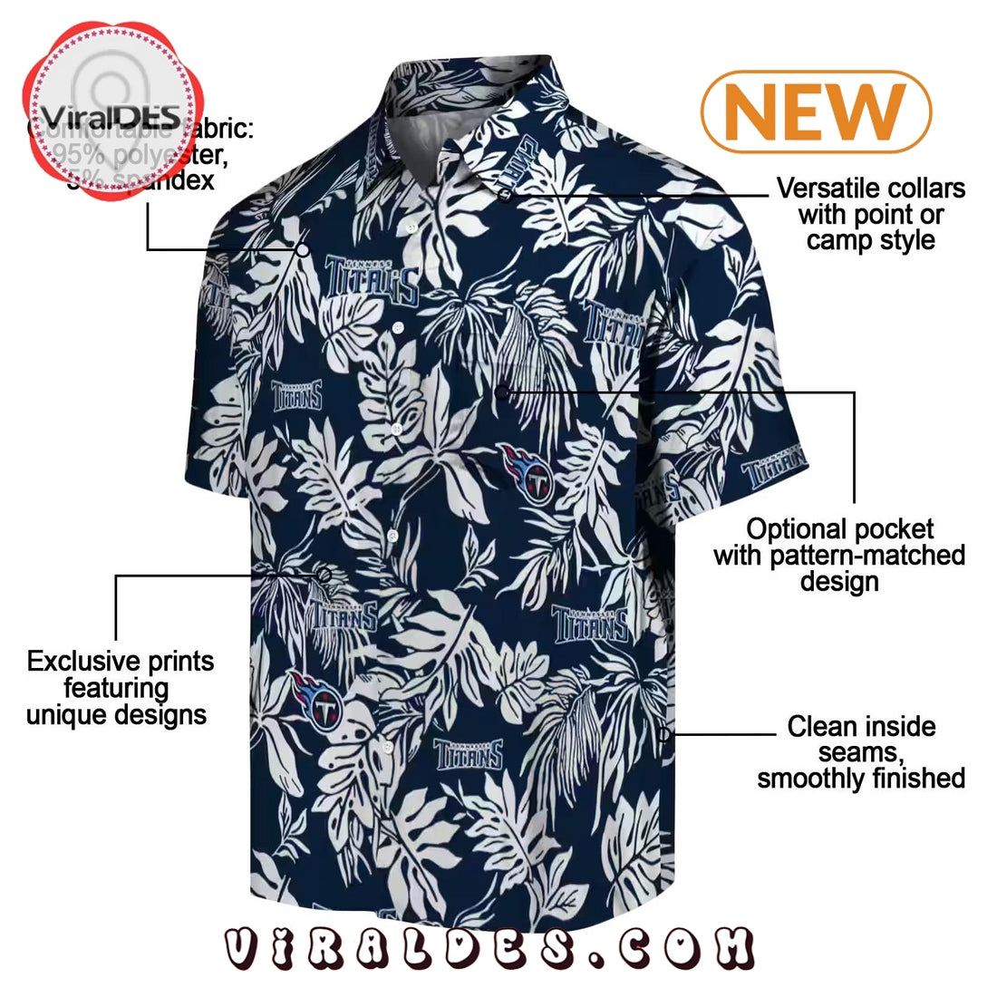Tennessee Titans Tropical Leaf Hawaiian Shirt