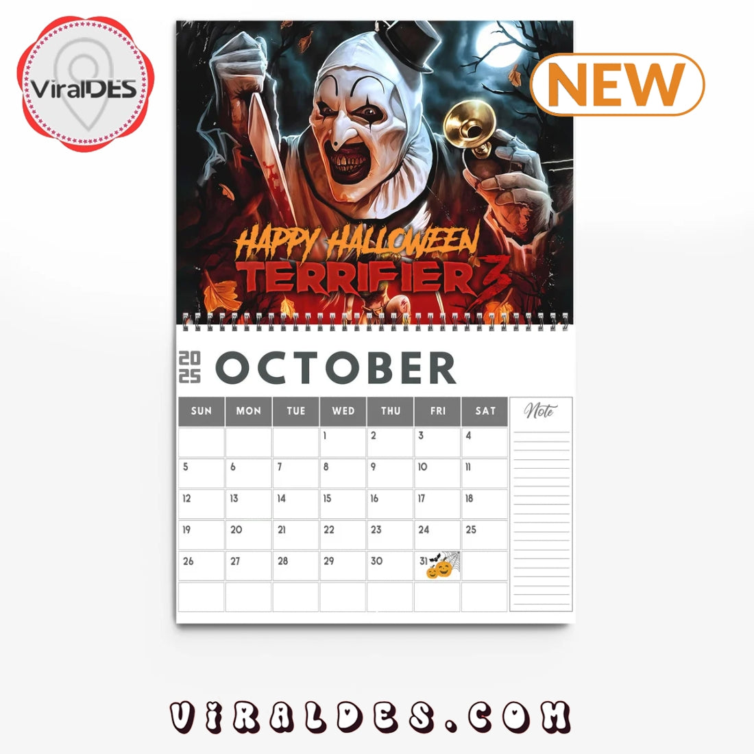 Terrifier Happy New Year 2025 Calendar