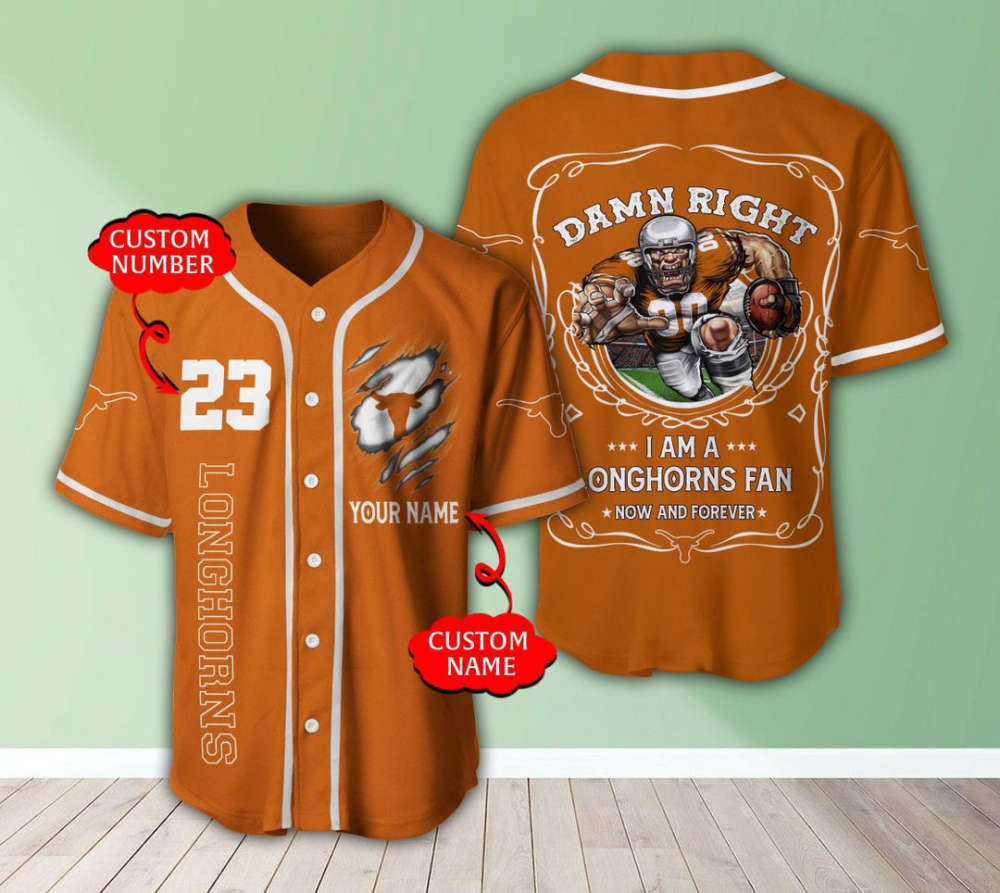 Texas Longhorns Personalized Baseball Jersey Fan Gifts - lylyprint.com T-Shirts, Hoodie, Sweatshirt (Image 2)