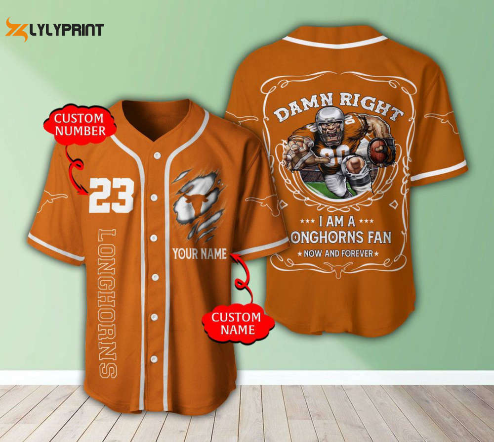 Texas Longhorns Personalized Baseball Jersey Fan Gifts - lylyprint.com T-Shirts, Hoodie, Sweatshirt (Image 1)