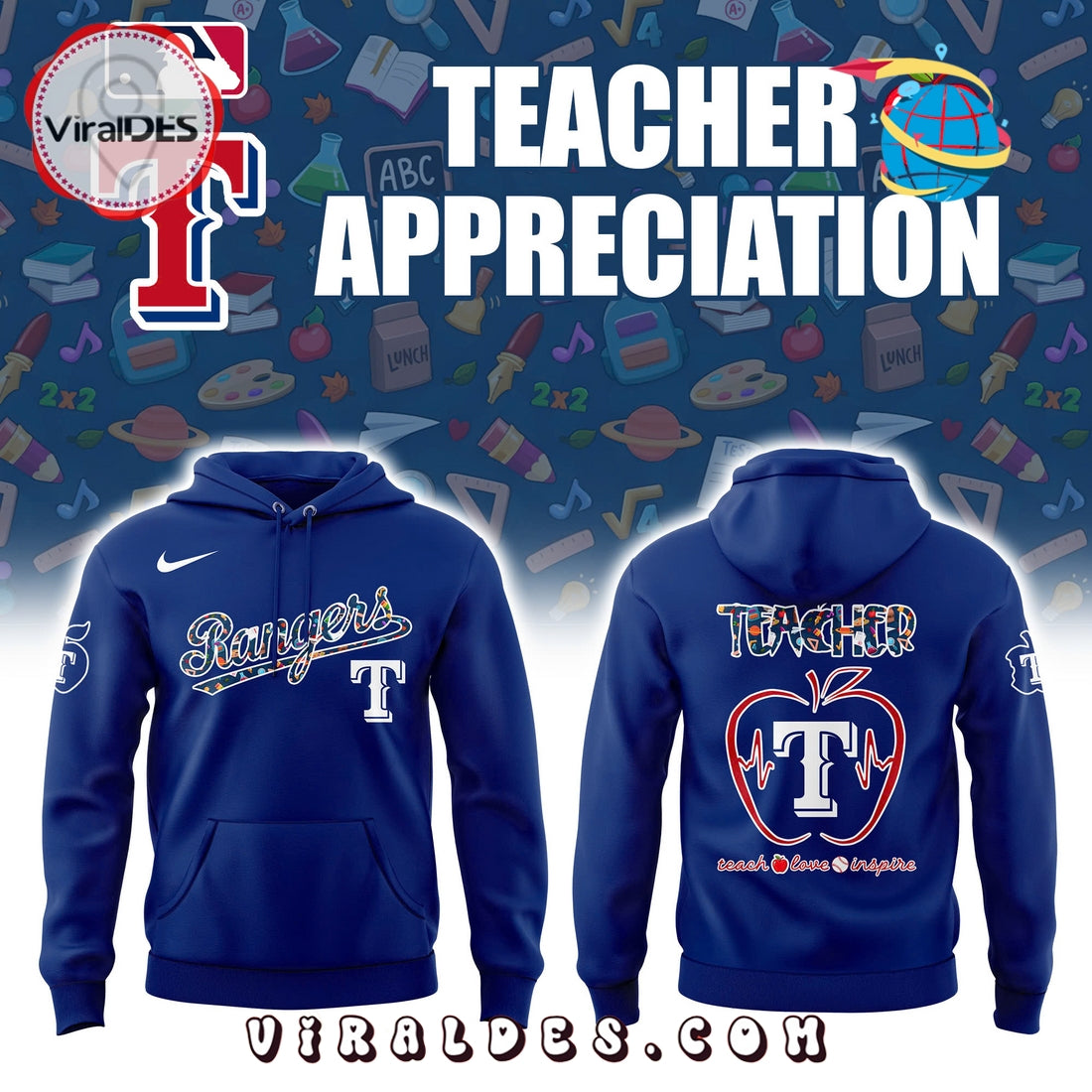 Texas Rangers MLB Teacher Night 2025 Hoodie
