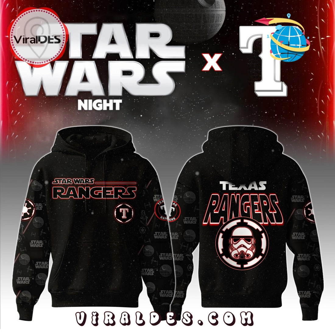 Texas Rangers MLB x Star War Night Hoodie, Jogger, Cap