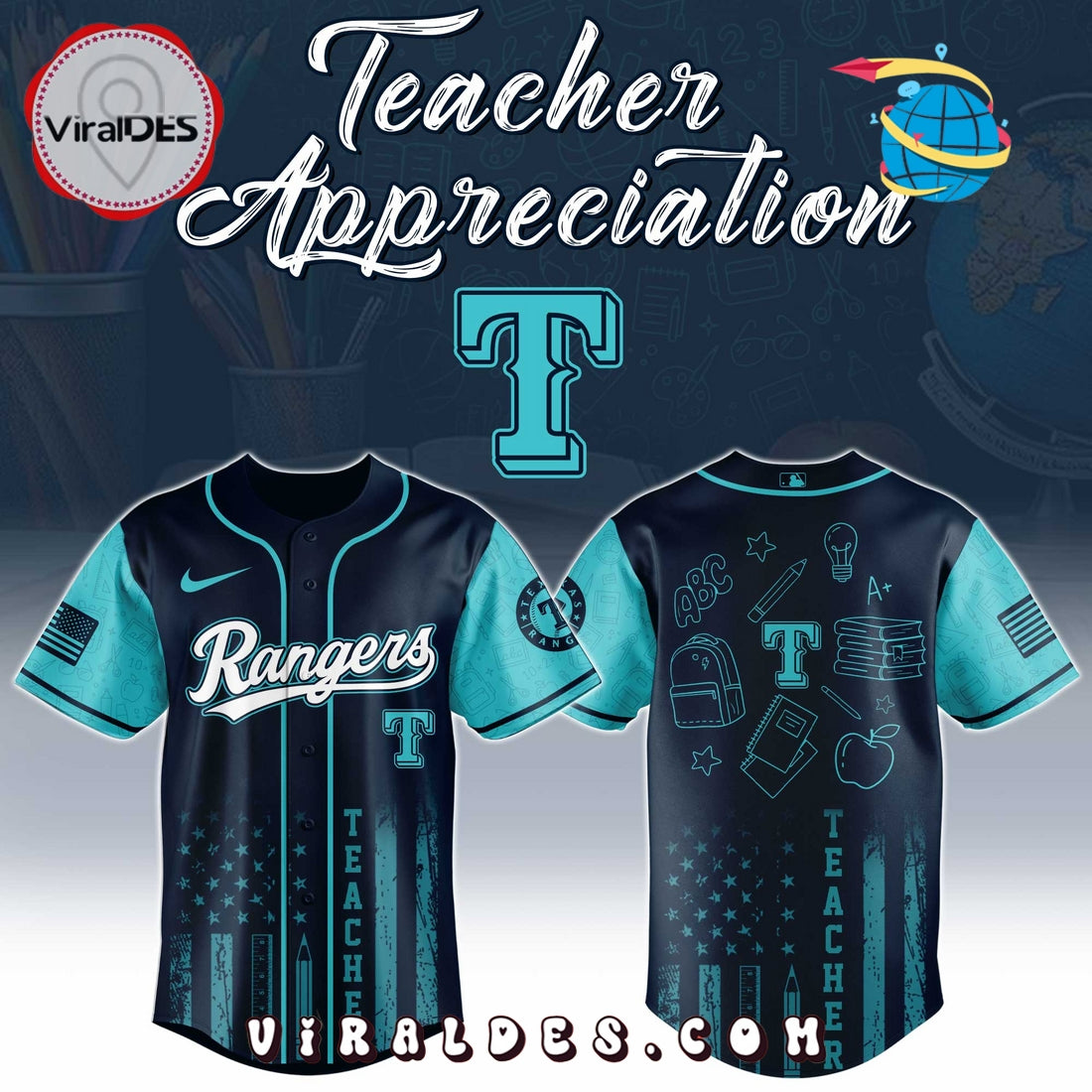 Texas Rangers MLB x Teacher Appreciation Day Baseball Jersey