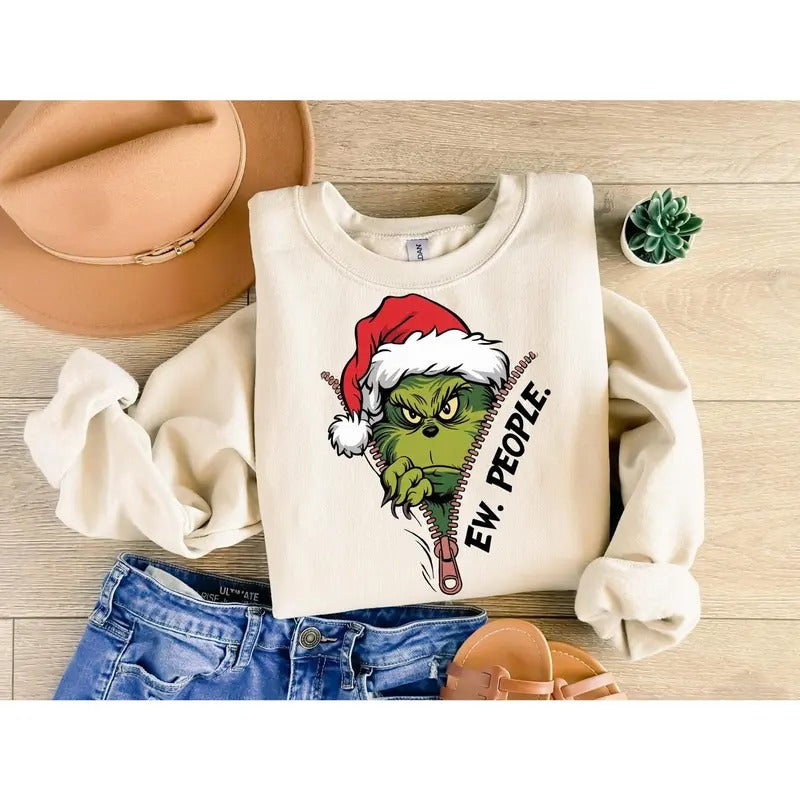 the Greench Ew The People, Christmas Tshirt Design, Christmas Cartoon, Digital Download Retro Christmas, Holiday Sublimation,