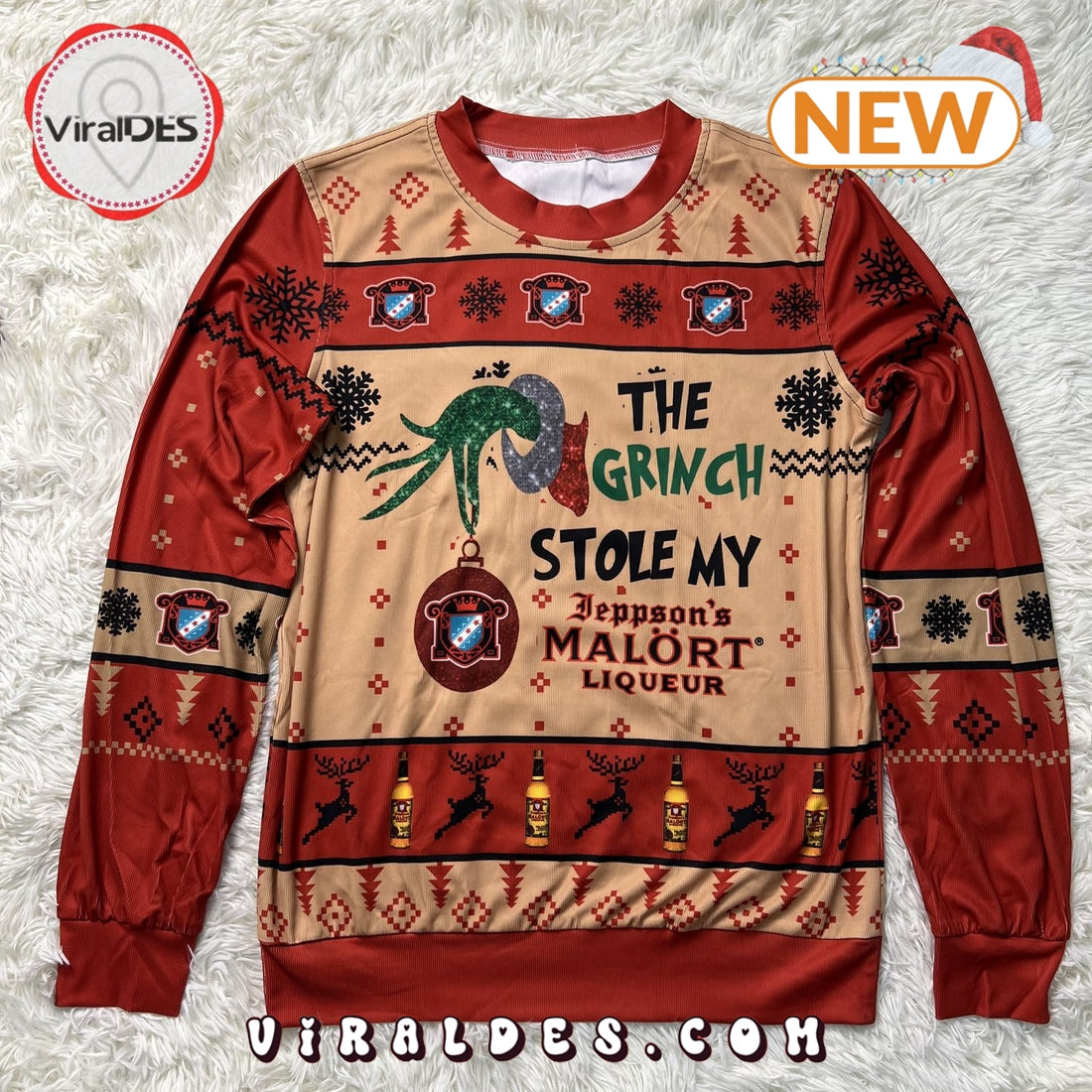The Grinch Stole Jeppson Malort Ugly Christmas Sweater