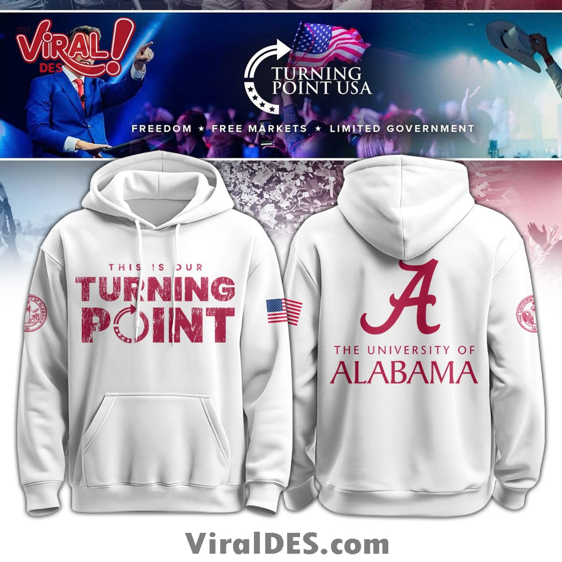 This Is Our Turning Point Alabama Campus White Hoodie And Cap