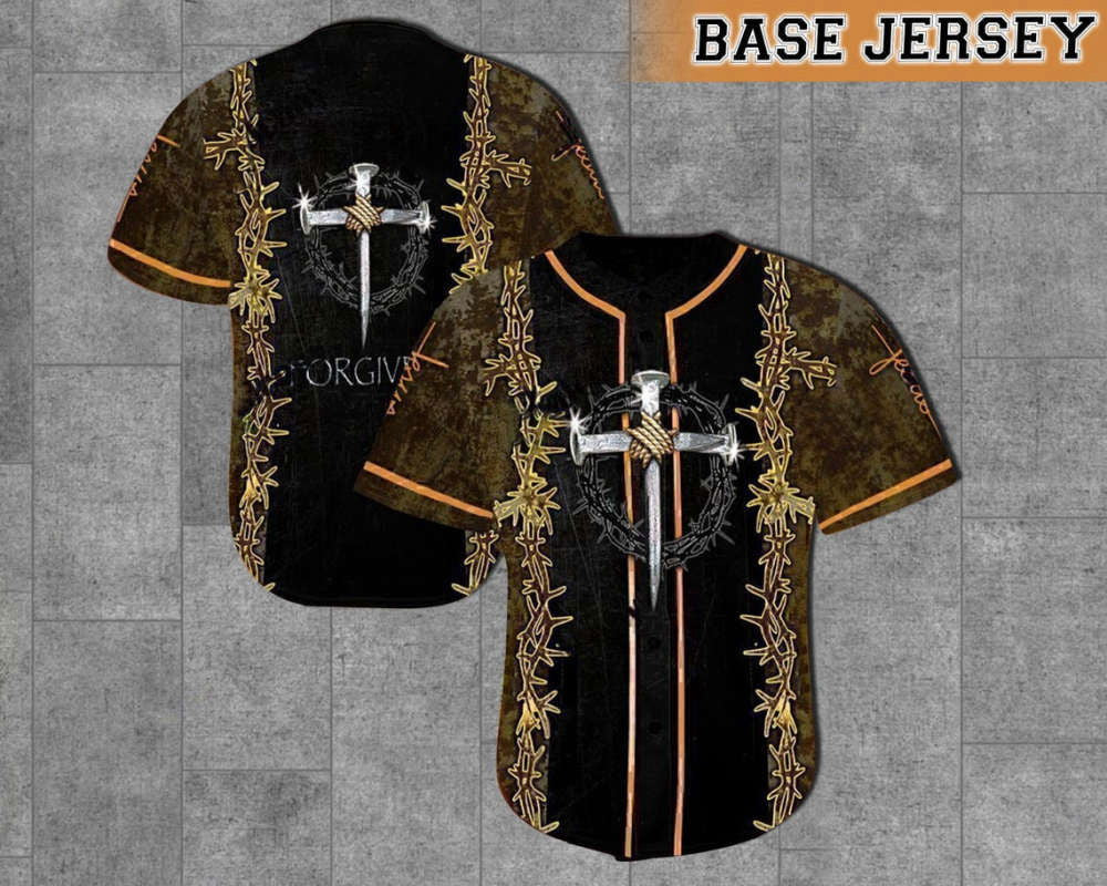 Colorful Thorn Cross Christian Baseball Jersey Adult Unisex S-5XL Full Size - Aopprinter