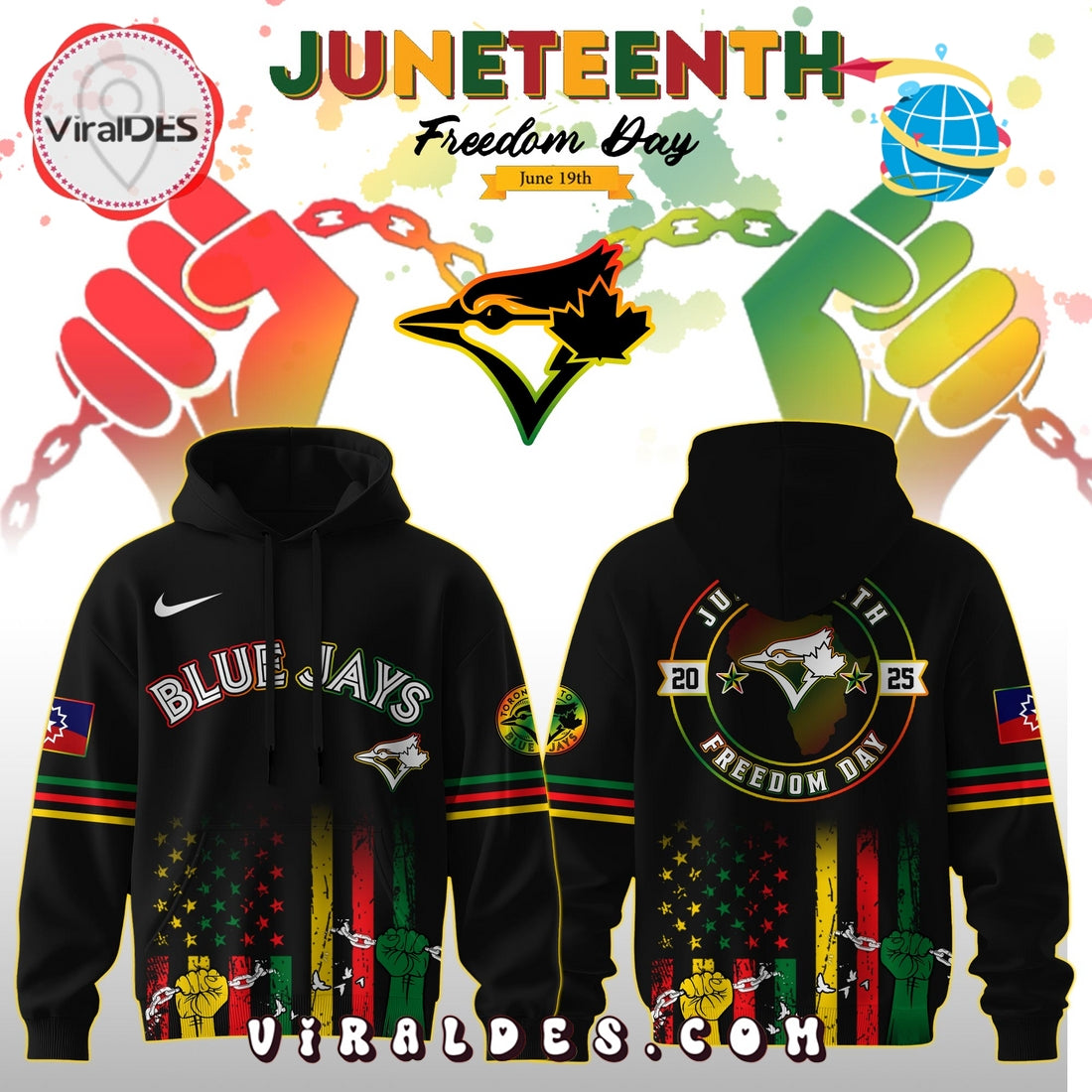 Toronto Blue Jays x 2025 Juneteenth Freedom Day Hoodie, Long Pants