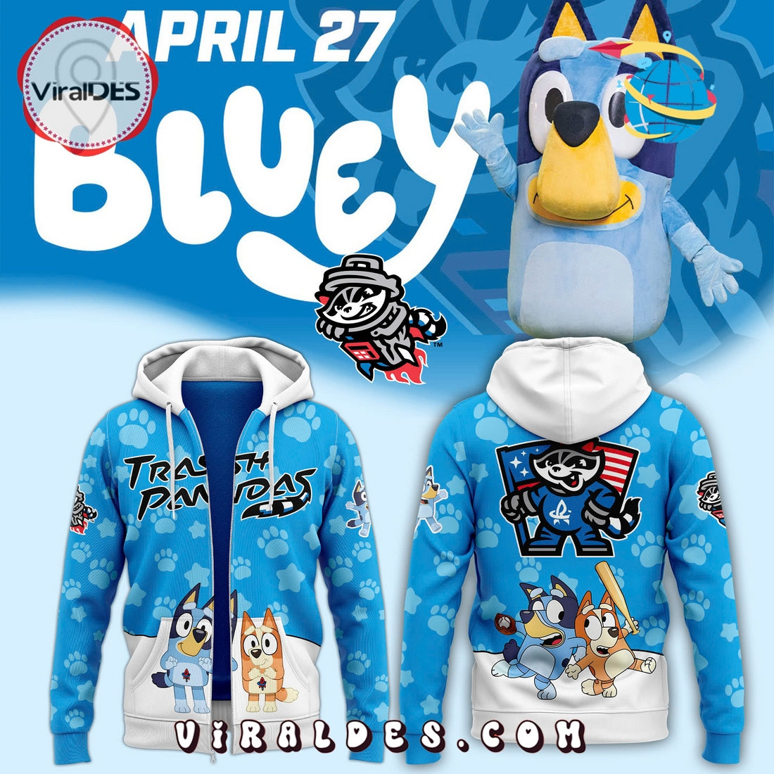 Trash Pandas x Bluey Night Zip Hoodie Limited Edition