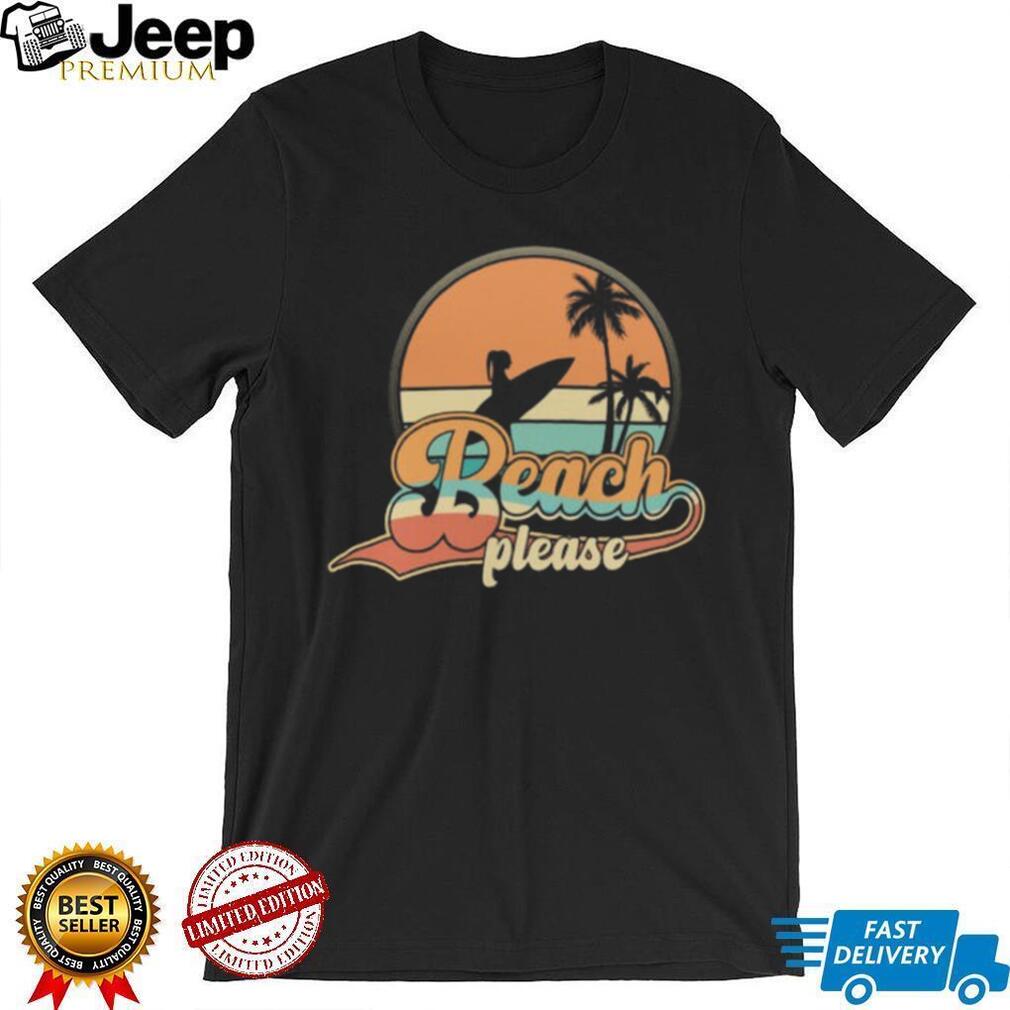 Retro Beach Please Surfer Girl Sunset Vintage T Shirt
