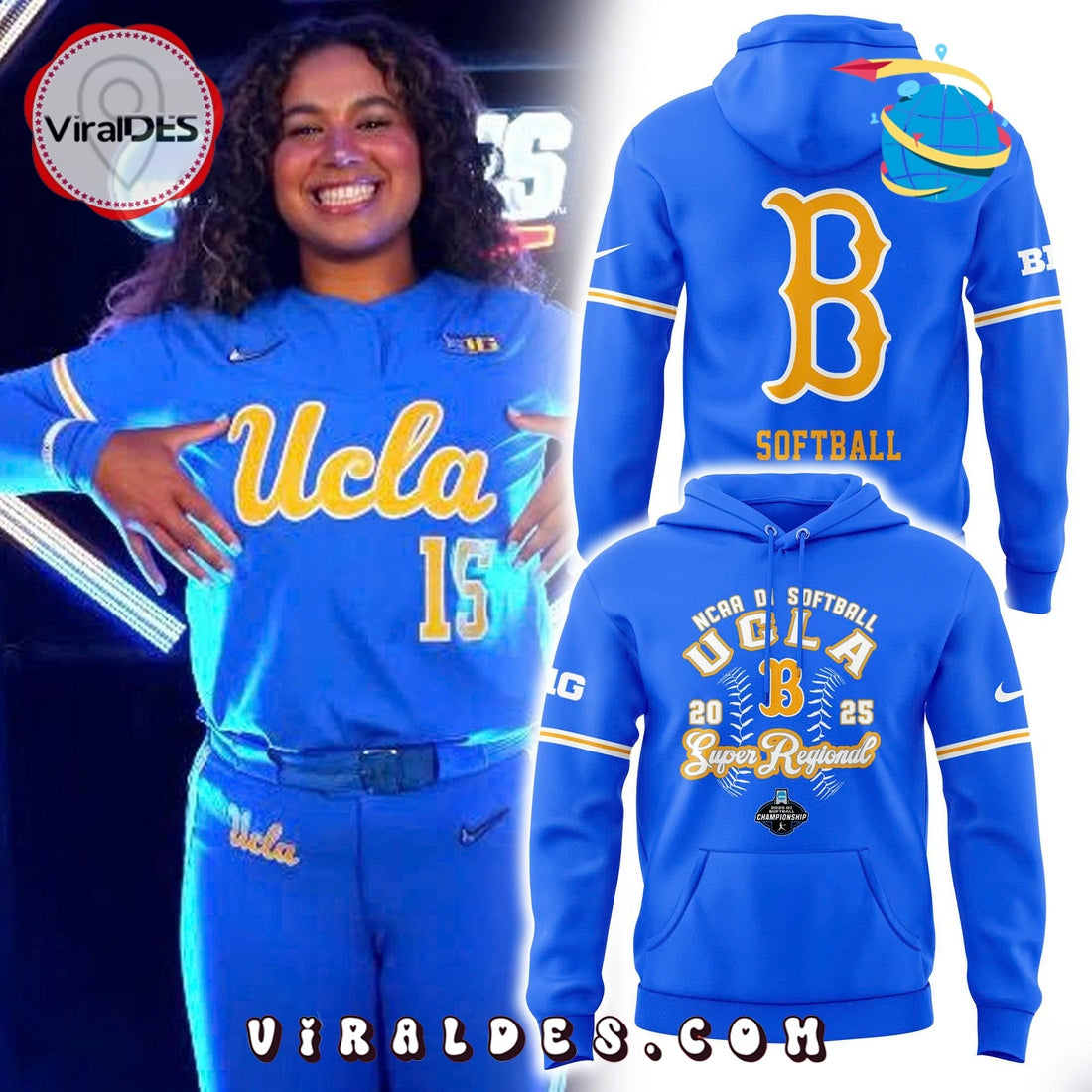 UCLA 2025 NCAA Softball Women’s Blue Hoodie, Long Pants