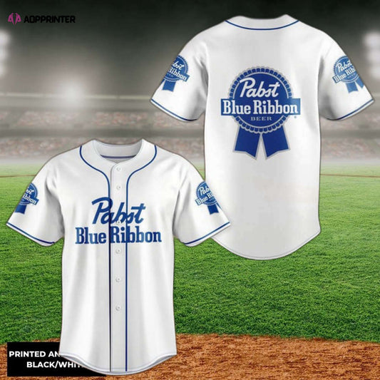 Unisex White Pabst Blue Ribbon Baseball Jersey - Aopprinter