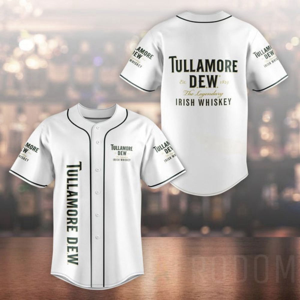 Unisex White Tullamore Dew Baseball Jersey - Aopprinter