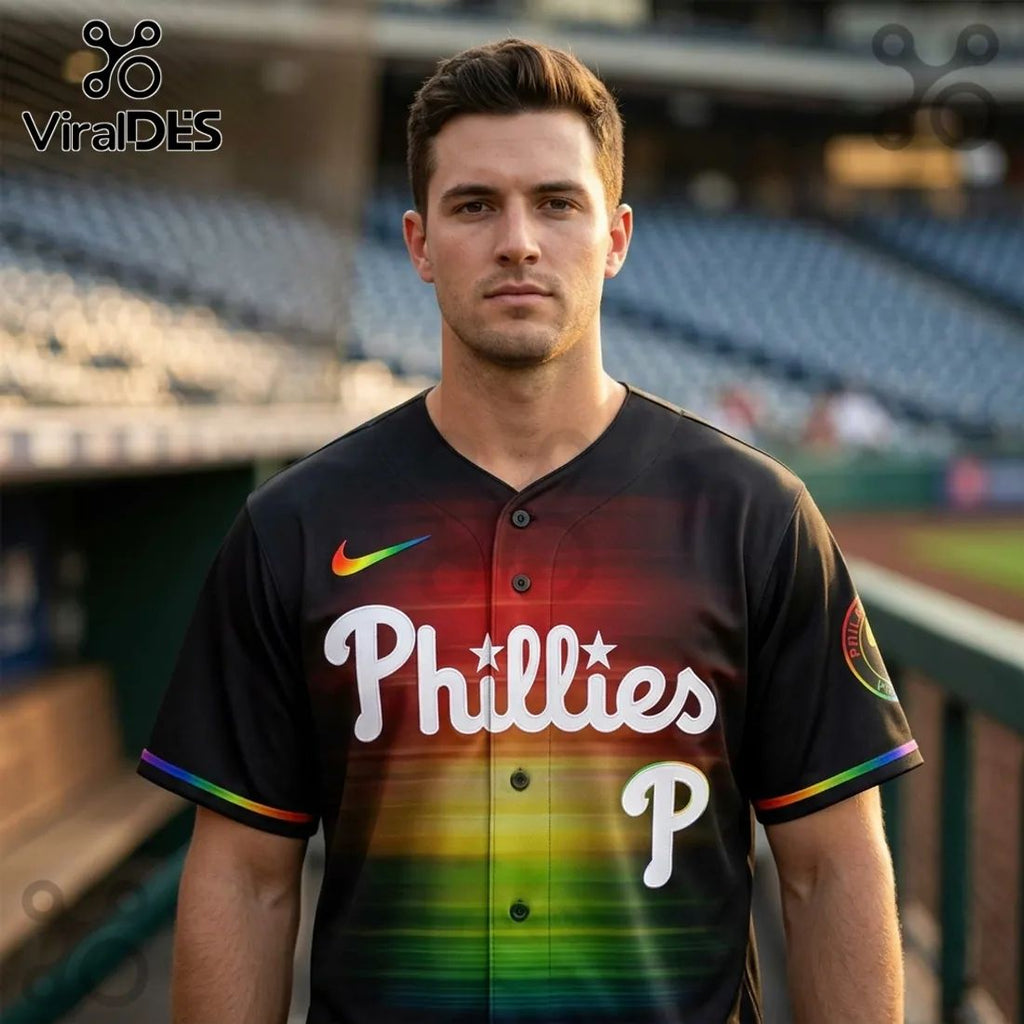 Philadelphia Phillies 2026 Black Rainbow Pride 2026 Baseball Jersey