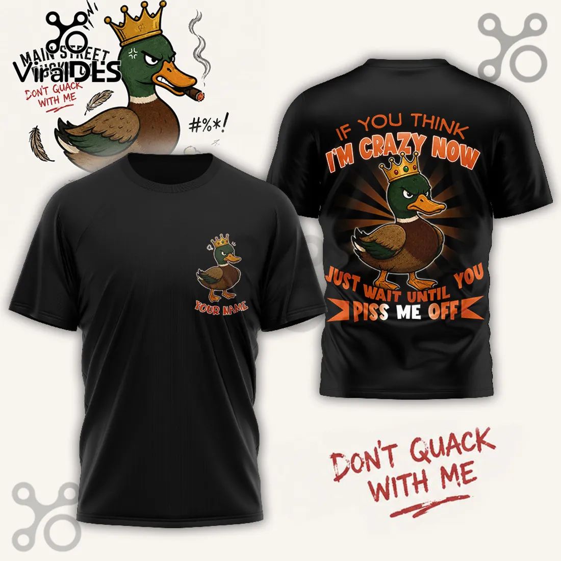 Angry Crowned Duck Personalized Shirt