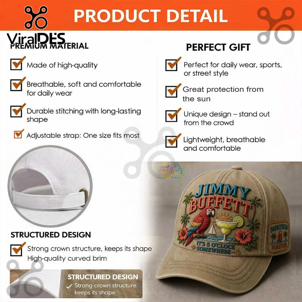 Jimmy Buffett Margaritaville It’s 5 O’Clock Somewhere Baseball Cap