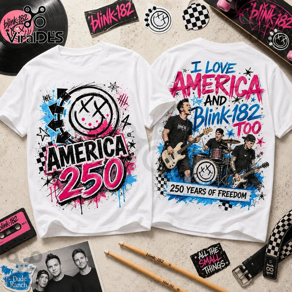 Blink-182 x America 250 Years Of Freedom Patriotic Graphic T-Shirt