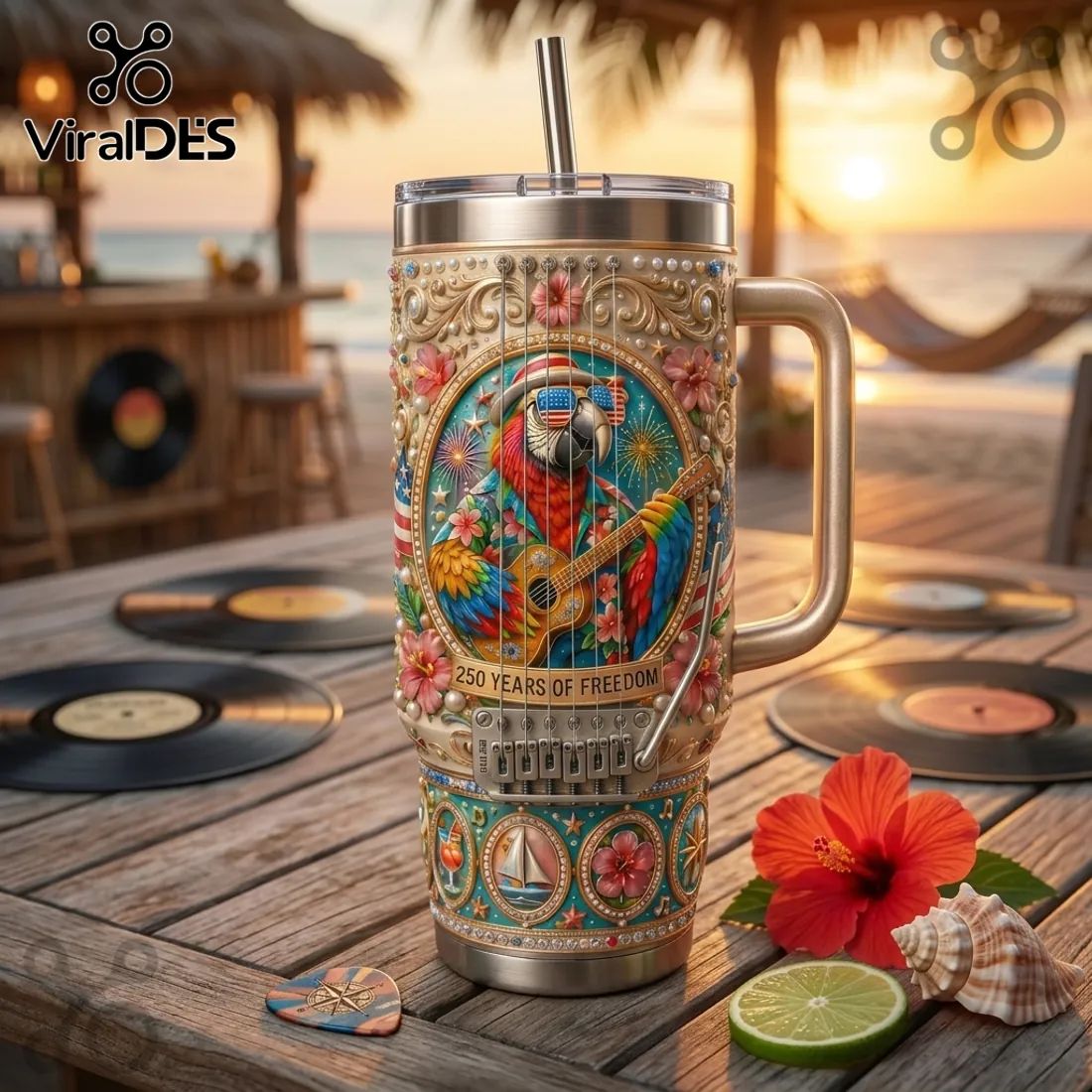 Jimmy Buffett Margaritaville 250 Years Stainless Steel Handle Tumbler
