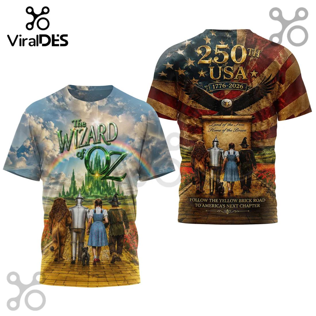 The Wizard of Oz x USA 250th Anniversary Patriotic Gift for Men 3D T-Shirt