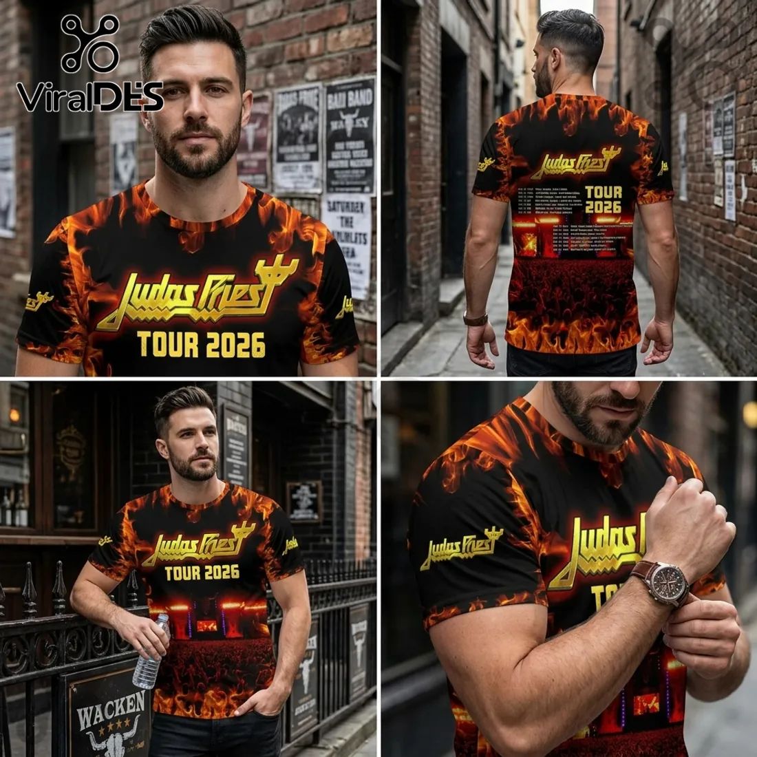 Judas Priest Tour 2026 Flame Concert Graphic T-Shirt